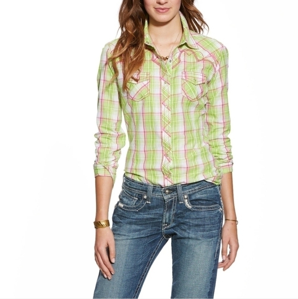 Ariat Brooke Fitted Plaid Snap Shirt XL